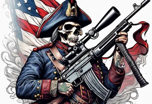 revolutionary war skull faced
 sodier running with a machine gun tattoo idea