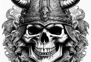 Viking skull with helmet and dragon head tattoo idea
