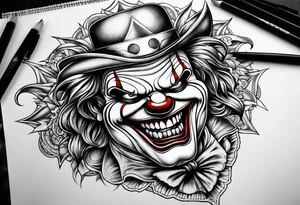 Evil clown gangster tattoo idea