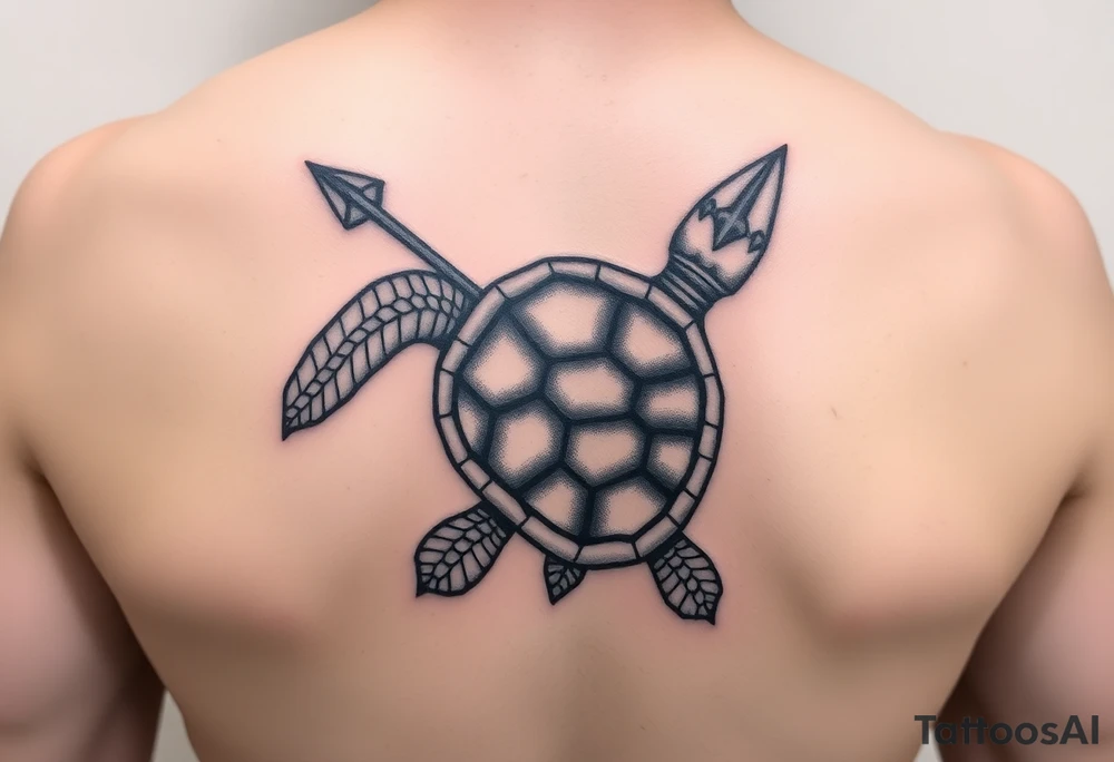 turtle with trident tattoo idea