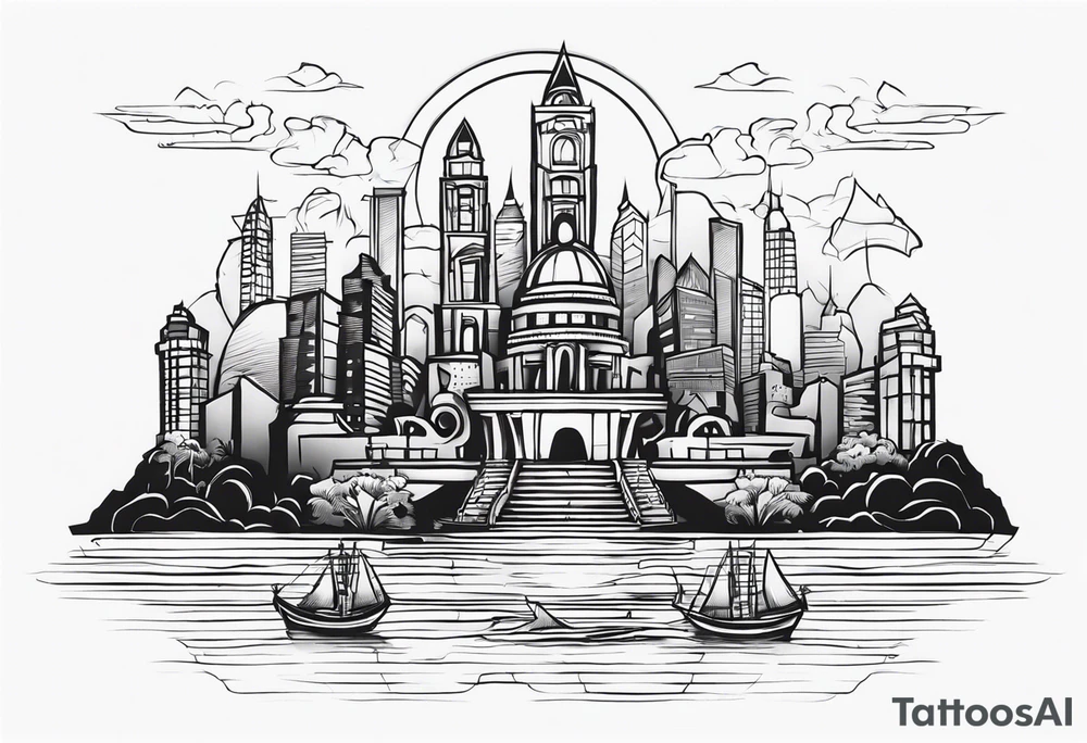 Lost city with new life tattoo idea