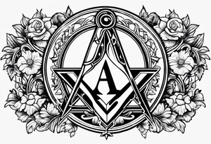 Masonic square and compass on staff of caduceus tattoo idea
