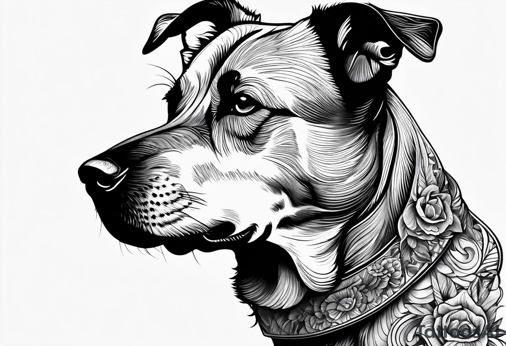 Dog head shape outline with nature virw tattoo idea Dog head shape outline with nature virw tattoo idea