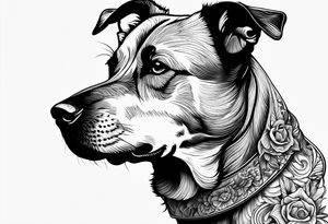 Dog head shape outline with nature virw tattoo idea