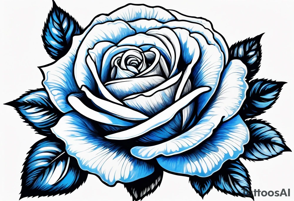 Blue and white rose tattoo idea
