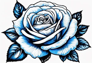 Blue and white rose tattoo idea