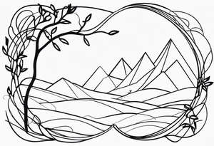 fine line vines, tree, minor geometric aspects. tattoo idea