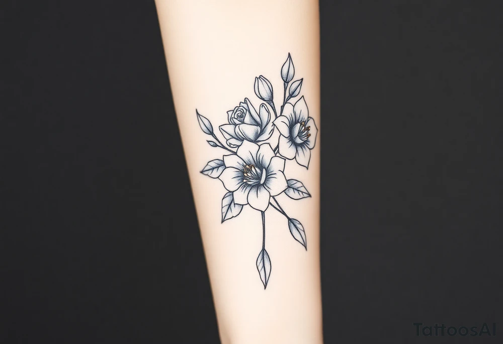 roses and lilies tattoo idea