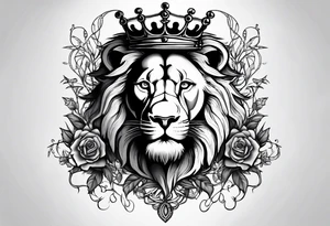 Lion and lamb tattoo with crown of thorns tattoo idea