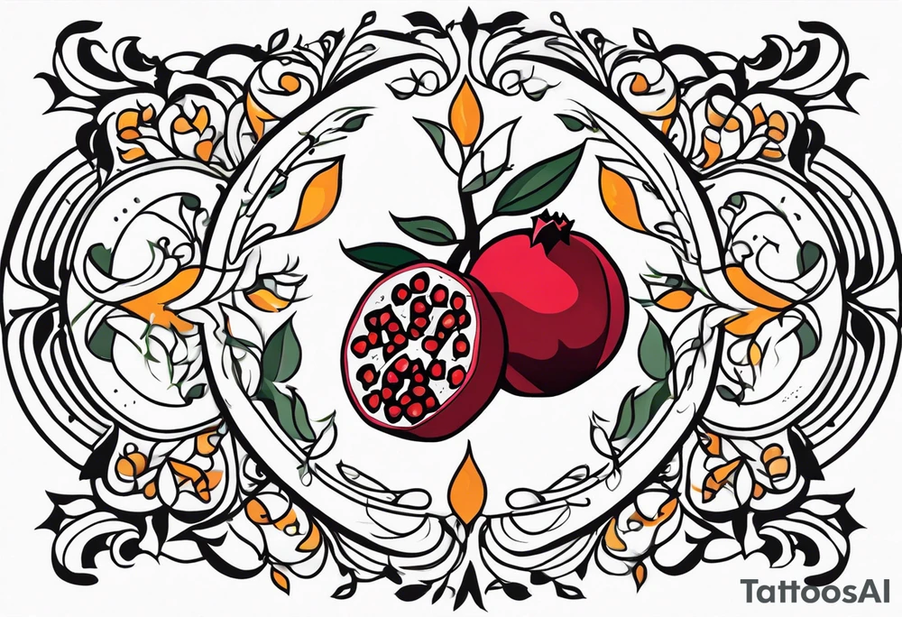 strength, small, nuanced, pomegranate, elegant, armenian, sun, lenghty tattoo idea