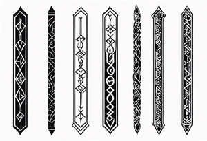 vertical rune tattoo with 4-5 symbols tattoo idea
