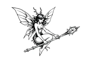 Dark fairy with weapon tattoo idea