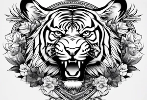 Memorial piece including a tiger on forearm.
Make a place for lettering on top and bottom tattoo idea