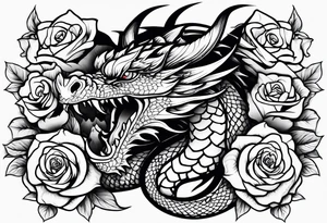 Dragon roses tattoo idea
