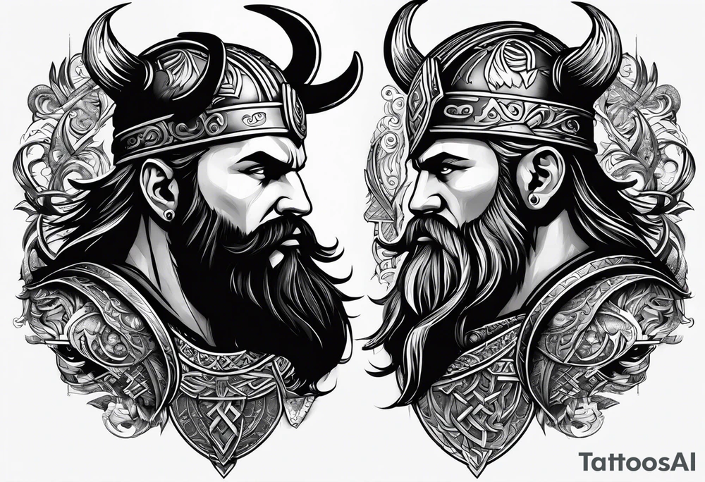 The Viking is standing at the bottom of the stairs to the valhalla. tattoo idea