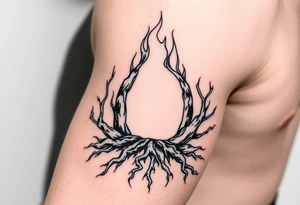 flame in roots, with a roots archway tattoo idea