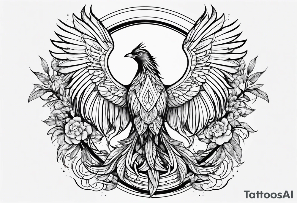 Phoenix with tree tattoo idea