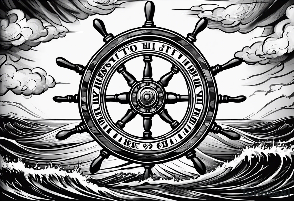 Ships wheel in a storm tattoo idea