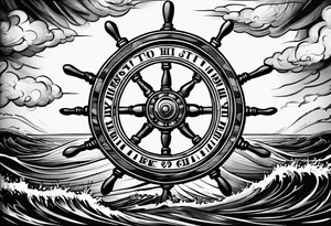 Ships wheel in a storm tattoo idea
