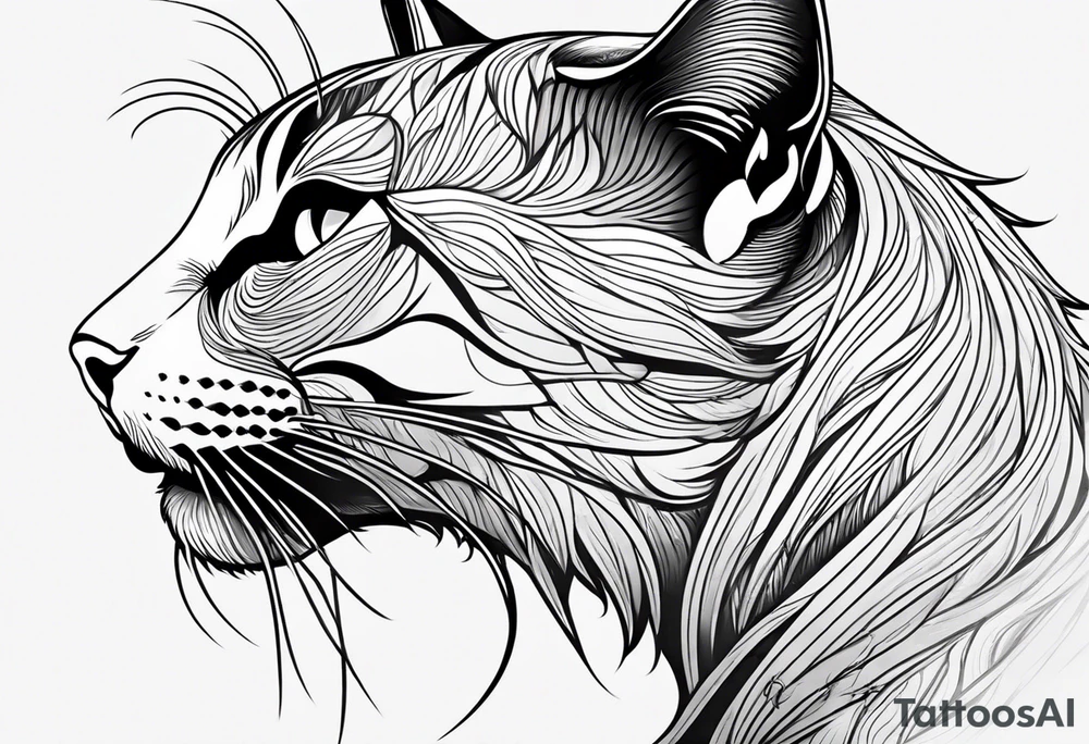 Animal Head ONLY: Simple Cat side profile right side tattoo idea