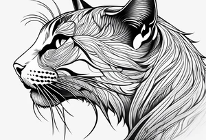 Animal Head ONLY: Simple Cat side profile right side tattoo idea