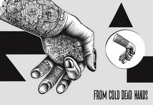 Meth pipe in a hand. 
Underneath the hand the text,  'from my cold dead hands ' tattoo idea