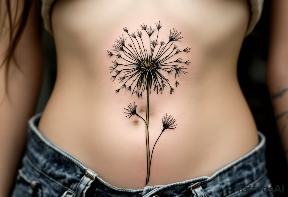 Sketch-style dandelion with muted olive and taupe accents, giving a vintage naturalist feel. tattoo idea