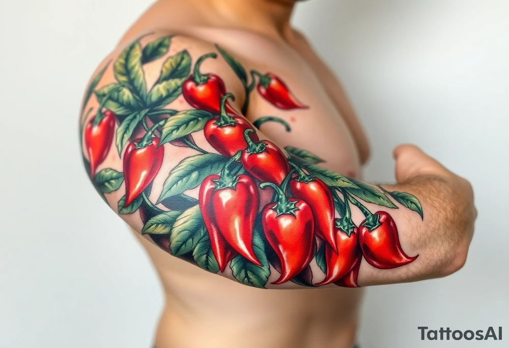 Super hot pepper plants tattoo idea
