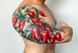 Super hot pepper plants tattoo idea