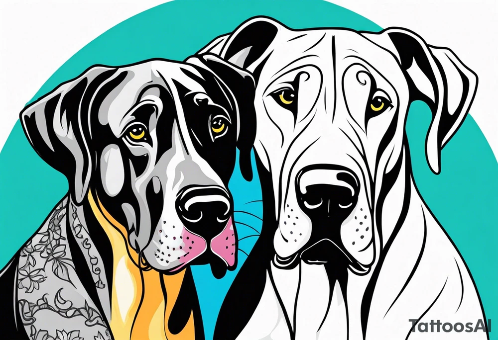 4 Great Dane heads together tattoo idea