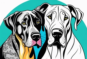 4 Great Dane heads together tattoo idea