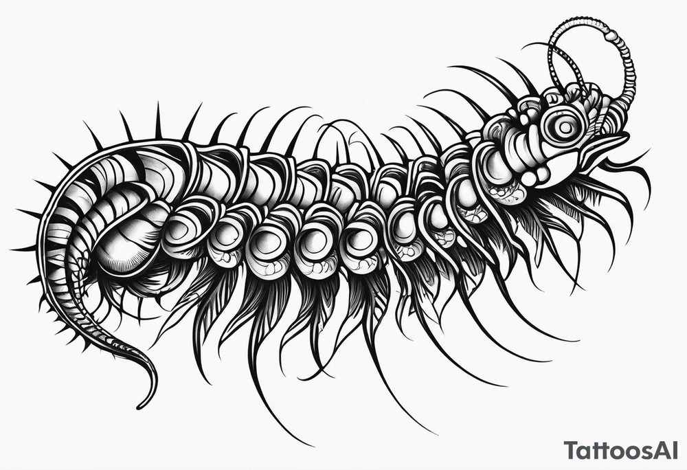 Long legs tribal centipede tattoo idea