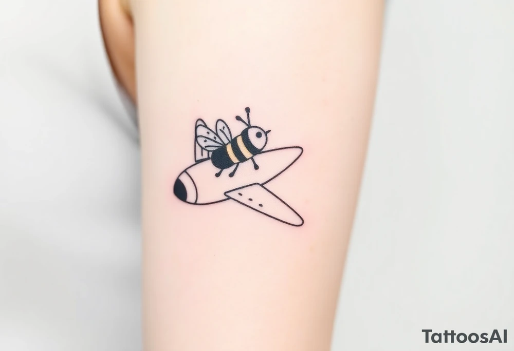 jet plane with a bee flying with it tattoo idea