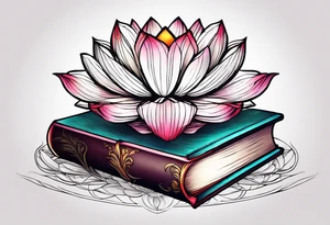 Lotus flower stack of books tattoo idea