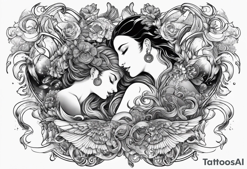 Aquarius and cancer merging together as one tattoo idea