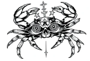 A king crab with the cancer zodiac visual and Huge eyes anti government symbols tattoo idea