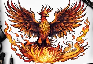 phoenix rising from the ashes tattoo idea