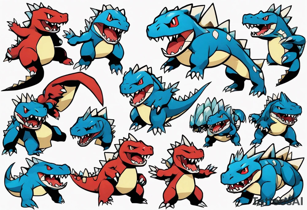 Feraligatr croconaw totodile pokemon tattoo idea