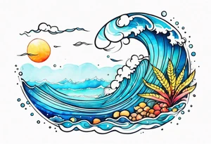 Ocean salt air blue water color tattoo idea