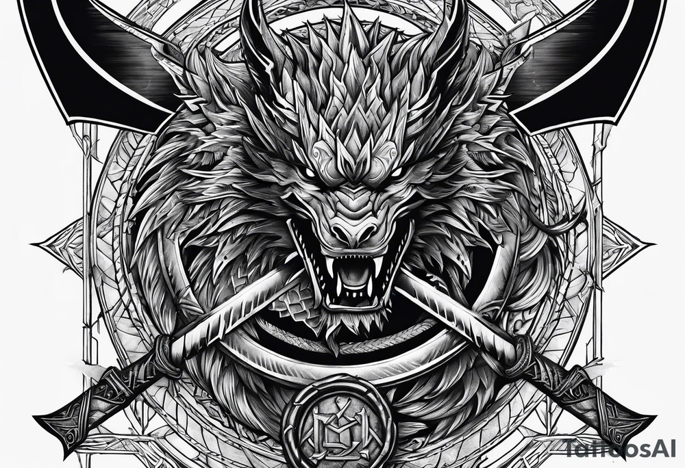 Valhalla sword chain barbed wire
dragon axe Valknut tattoo idea Valhalla sword chain barbed wire
dragon axe Valknut tattoo idea