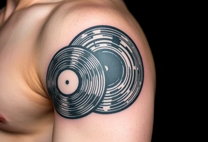 vinyl records as an expression of love for house music tattoo idea