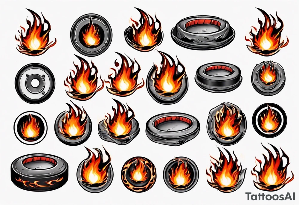 hockey puck with flames on it's side tattoo idea