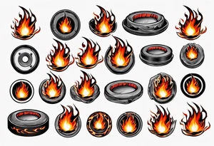 hockey puck with flames on it's side tattoo idea