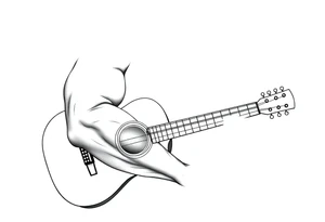 Line traditional American acoustic guitar tattoo idea