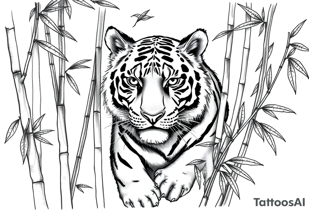 a cleverly hidden tiger, hard to see
in the bamboo forest tattoo idea