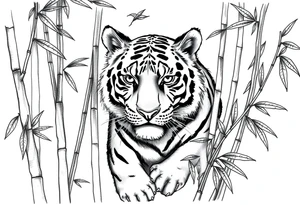 a cleverly hidden tiger, hard to see
in the bamboo forest tattoo idea