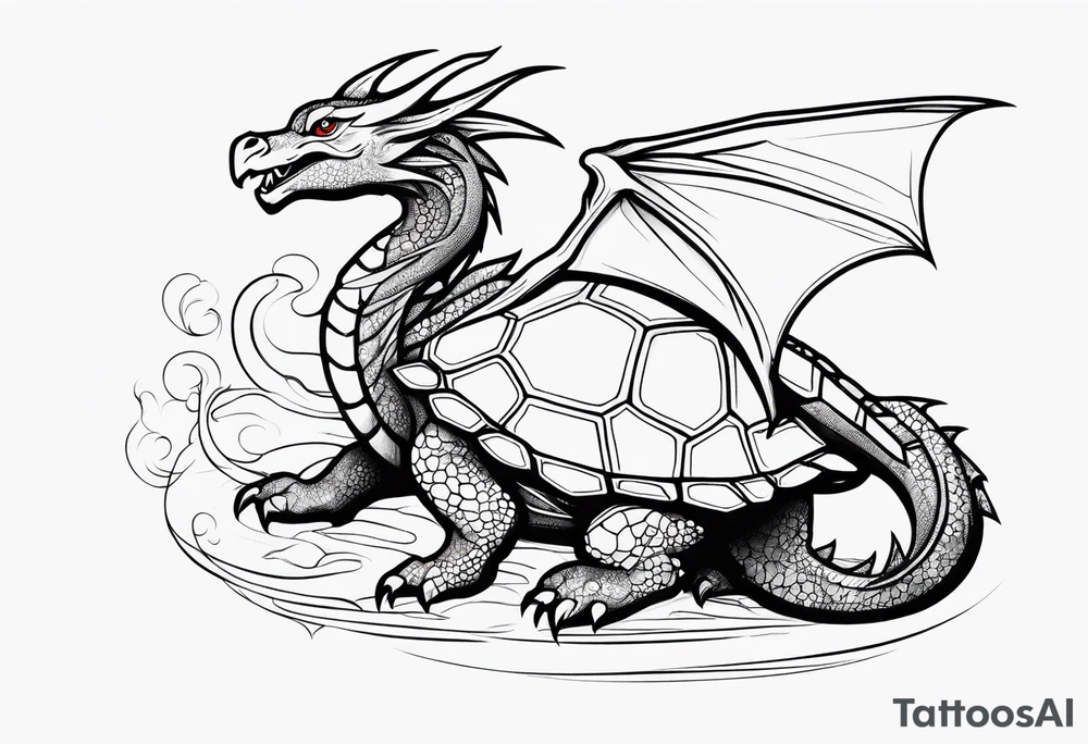 dragon wrapping around a turtle tattoo idea