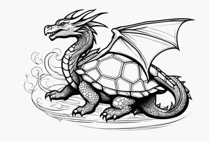 dragon wrapping around a turtle tattoo idea