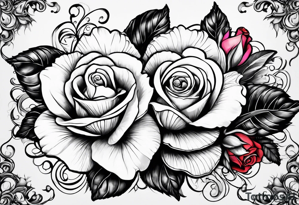 Shell with rose tattoo idea