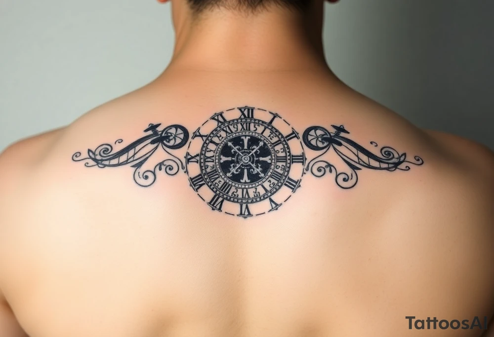 vintage roman numerals within ornate clockwork mechanism tattoo idea